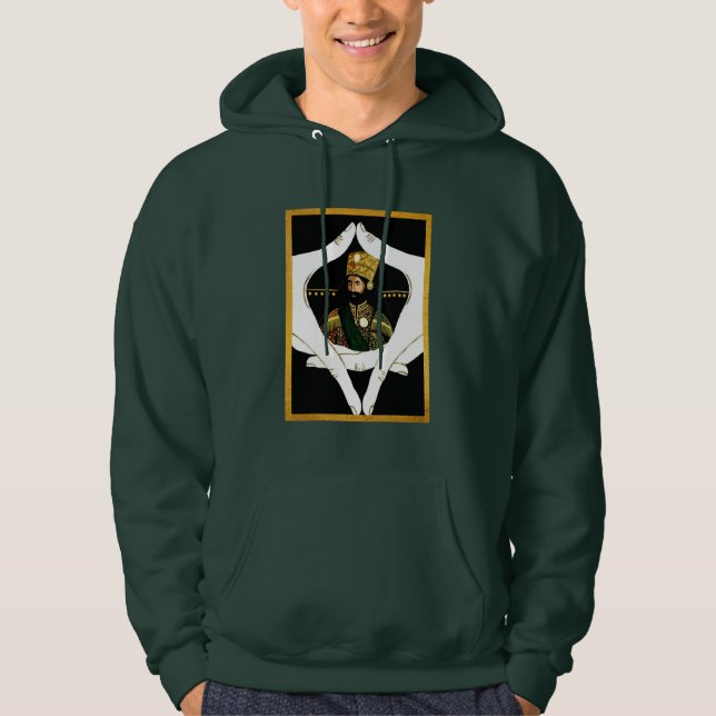 Jah Rastafari Rasta Reggae Haile Selassie Hoodie (Front)