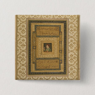 Jahangir holding a picture of the Madonna, inscrib 15 Cm Square Badge