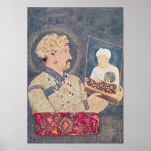 Jahangir holding a portrait of Emperor Akbar Poster