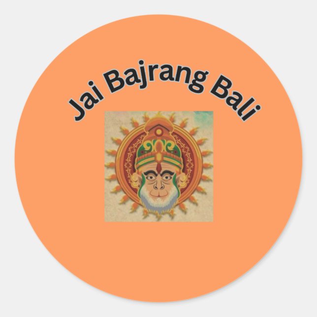 Jai bajrang bali  classic round sticker (Front)