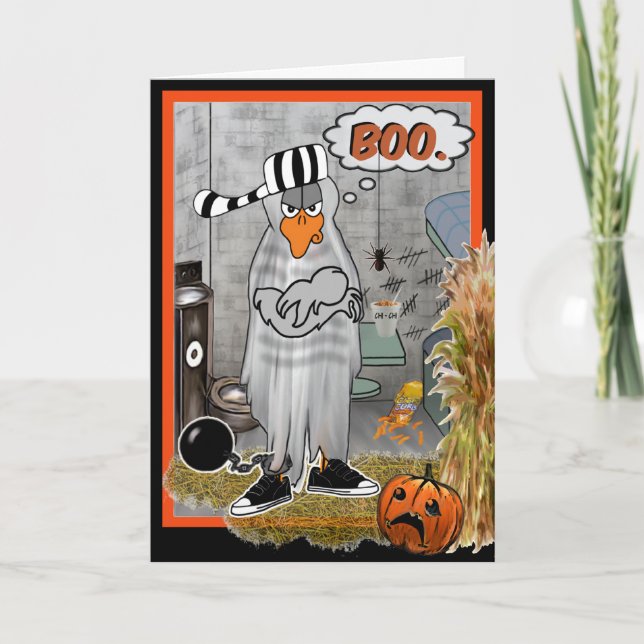 Jail Bird Ghost Halloween Card (Front)
