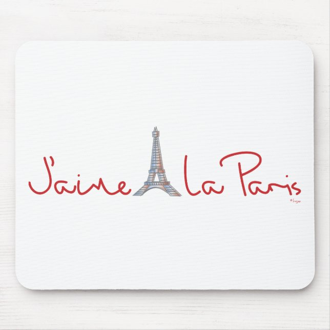 J'aime La Paris (I love Paris) Mouse Mat (Front)