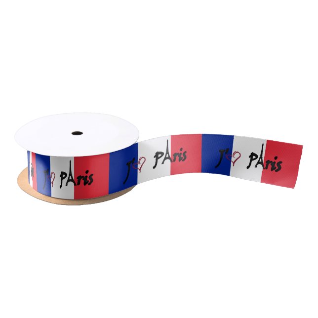 j'aime Paris French flag ribbon Satin Ribbon (Spool)