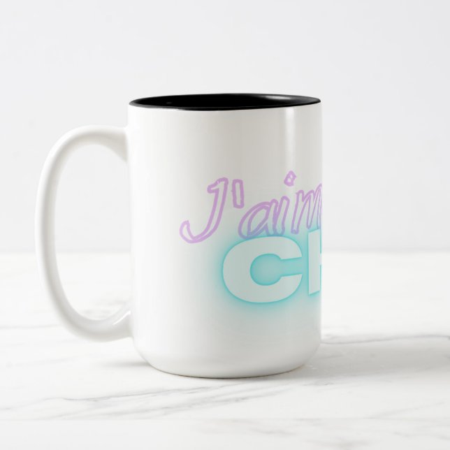 J'aime pas chat French expression cat funny Two-Tone Coffee Mug (Left)