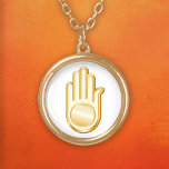 Jain Symbol Gold Plated Necklace<br><div class="desc">Golden Ahimsa symbol of the Jain faith. More products with this design are available in this store's Jain Category. Just click my store link or icon and scroll.</div>