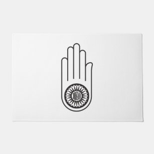 Jain Symbol of Ahimsa (Hand of Non-Violence) Doormat