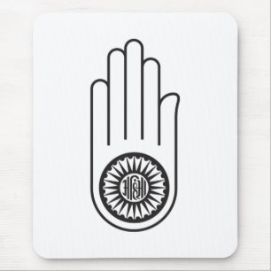 Jain Symbol of Ahimsa (Hand of Non-Violence) Mouse Mat