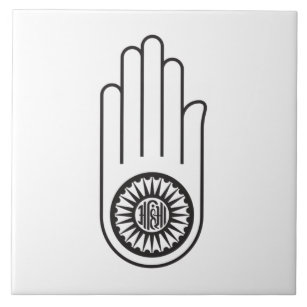 Jain Symbol of Ahimsa (Hand of Non-Violence) Tile
