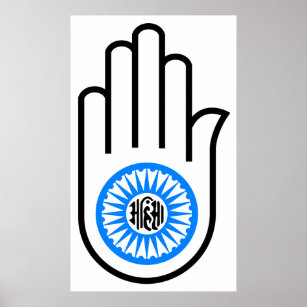 Jainism Symbol Hand and Wheel Reading Ahimsa Poster