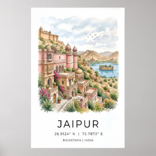 Jaipur Art Print Vintage Pink City, Domed