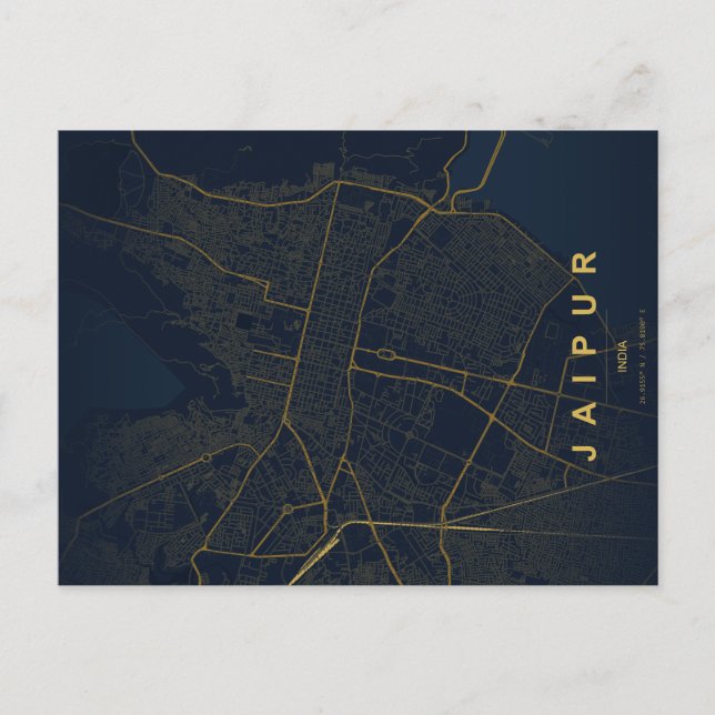 Jaipur India City Map Minimal Design Postcard (Front)