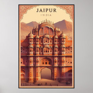 Jaipur India - City of Palaces Vintage Travel Poster