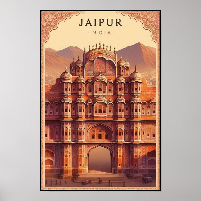 Jaipur India - City of Palaces Vintage Travel  Poster (Front)