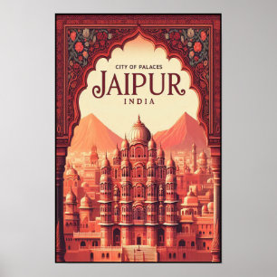 Jaipur India - City of Palaces Vintage Travel  Poster