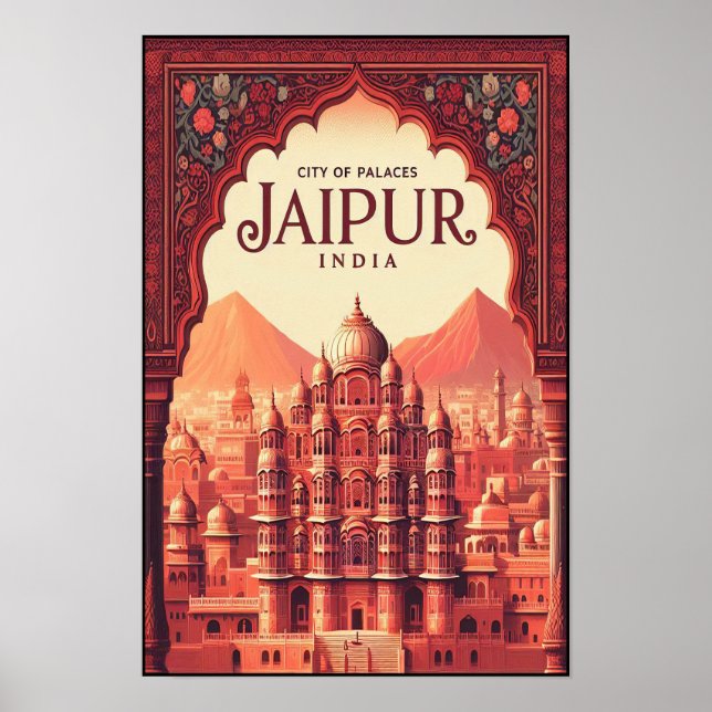 Jaipur India - City of Palaces Vintage Travel  Poster (Front)