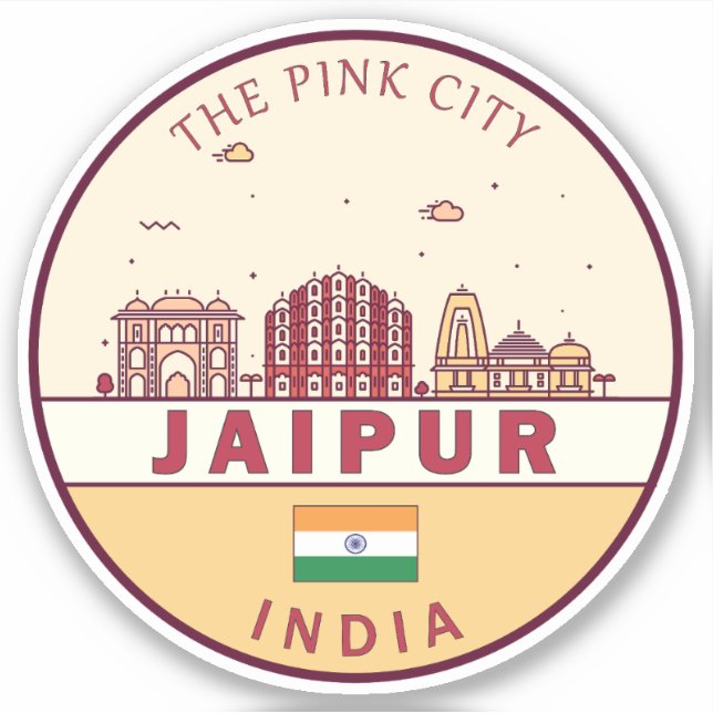 Jaipur India City Skyline Emblem (Front)