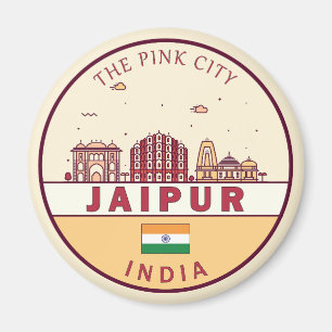 Jaipur India City Skyline Emblem Magnet