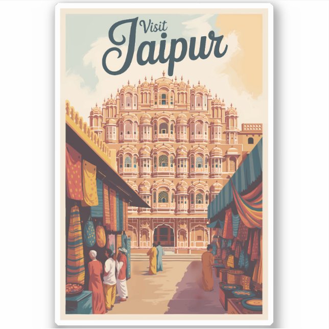 Jaipur India Hawa Mahal Illustration Travel Art (Front)