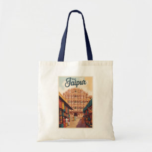 Jaipur India Hawa Mahal Illustration Travel Art Tote Bag
