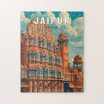 Jaipur India Illustration Travel Art Vintage Jigsaw Puzzle<br><div class="desc">Jaipur retro vector travel design. Jaipur,  the vibrant capital of Rajasthan,  is known as the Pink City for its striking terracotta buildings and royal heritage</div>