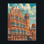 Jaipur India Illustration Travel Art Vintage Postcard<br><div class="desc">Jaipur retro vector travel design. Jaipur,  the vibrant capital of Rajasthan,  is known as the Pink City for its striking terracotta buildings and royal heritage</div>