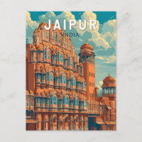 Jaipur India Illustration Travel Art Vintage