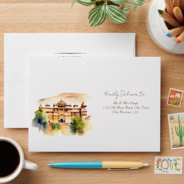 Jaipur palace Indian wedding Envelope (Desk)