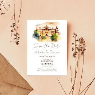 Jaipur palace Indian wedding Save the date Invitation
