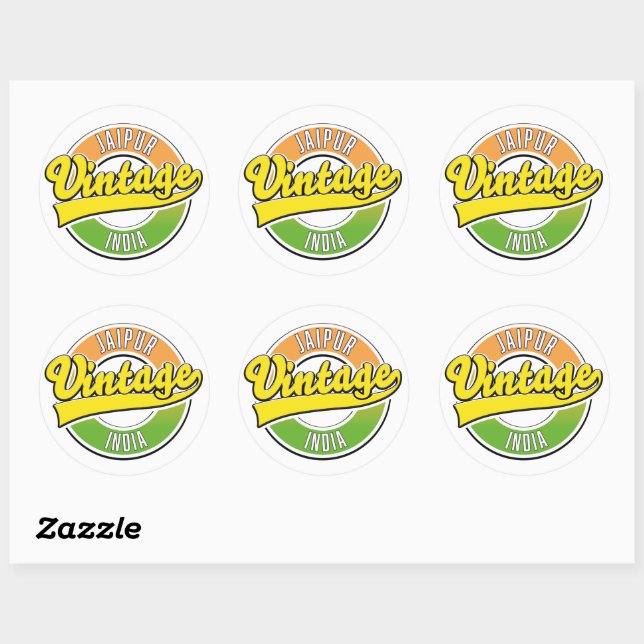 jaipur vintage style logo classic round sticker (Sheet)