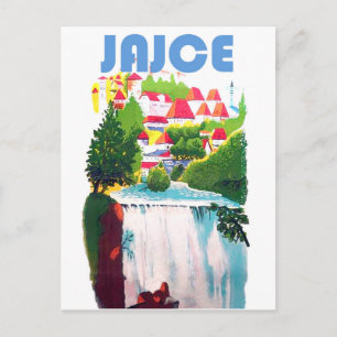 Jajce, waterfalls Bosnia, Yugoslavia, vintage Postcard