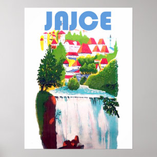 Jajce, waterfalls Bosnia, Yugoslavia, vintage Poster