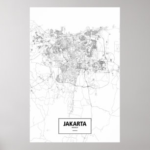 Jakarta, Indonesia (black on white) Poster