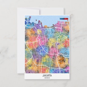 Jakarta Indonesia City Map Thank You Card