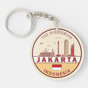 Jakarta Indonesia City Skyline Emblem Key Ring
