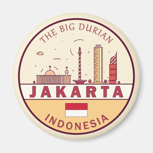Jakarta Indonesia City Skyline Emblem Magnet (Front)