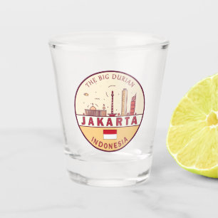 Jakarta Indonesia City Skyline Emblem Shot Glass
