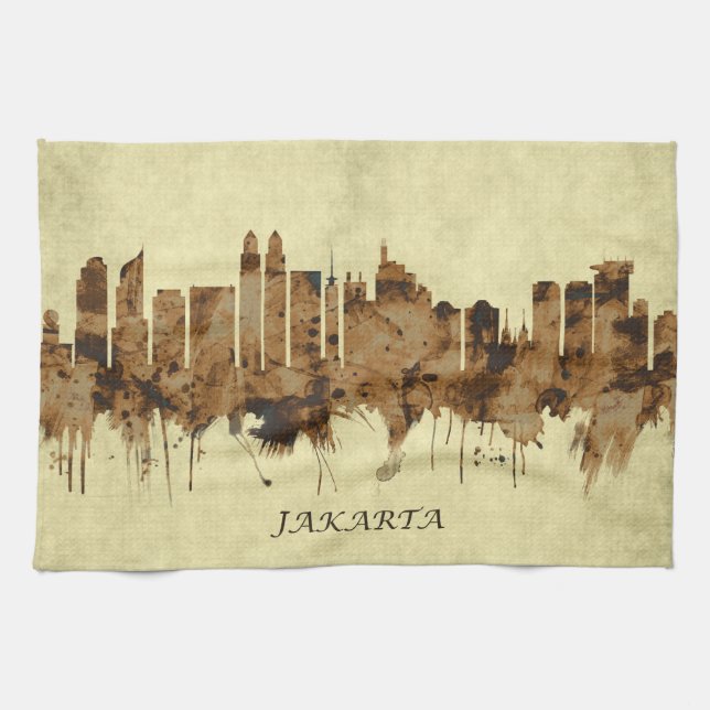 Jakarta Indonesia Cityscape Tea Towel (Horizontal)