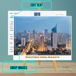 Jakarta Indonesia Featuring City & Skyline Modern Postcard