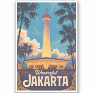 Jakarta Indonesia Illustration Travel Art Vintage