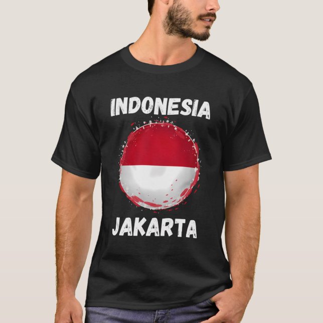 Jakarta Indonesia Vintage Indonesian Flag Souvenir T-Shirt (Front)