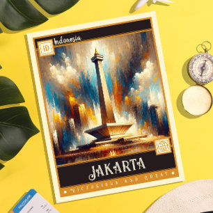 Jakarta, Indonesia   Vintage Painting Postcard