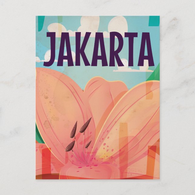 Jakarta Vintage Travel Poster Postcard (Front)