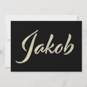Jakob Name white gold Handwriting Card