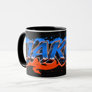 Jakob Vorname Name Graffiti blue orange Tasse Mug