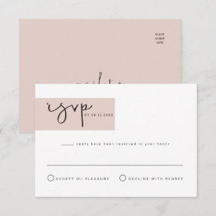 JALAINE Modern Blush Colour Block RSVP Postcard