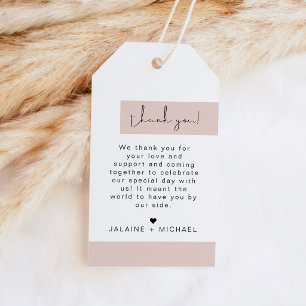 JALAINE Modern Blush Colour Block Thank You Gift Tags