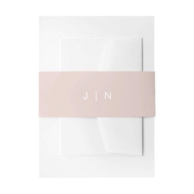 JALAINE Modern Blush Pink Monogram Wedding Invitation Belly Band (Front Example)