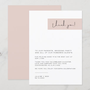 JALAINE Modern Blush Pink Wedding Plate Thank You Menu