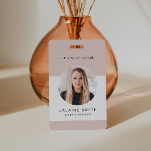 JALAINE Modern Minimal Blush Business Employee ID Badge
