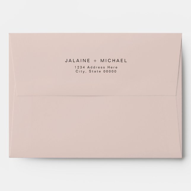JALAINE Modern Minimalist Blush Pink Wedding Envelope (Back (Top Flap))